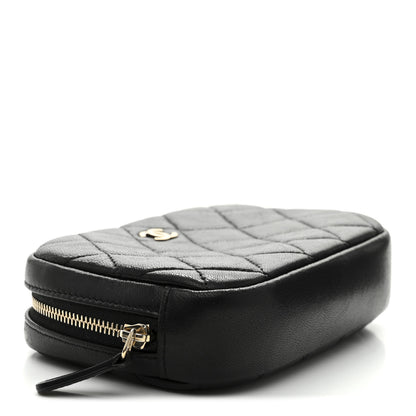 Chanel Lambskin Quilted Small Curvy Pouch Cosmetic Case Black 4 of 8