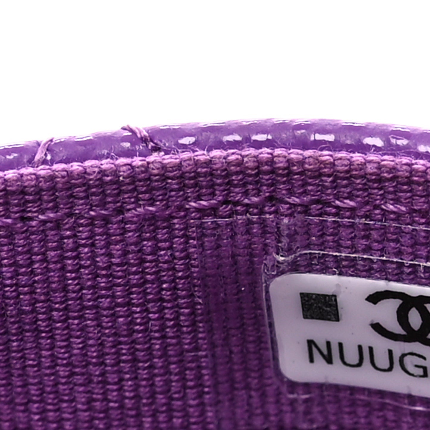 Caviar Quilted Flap Card Holder Wallet Purple