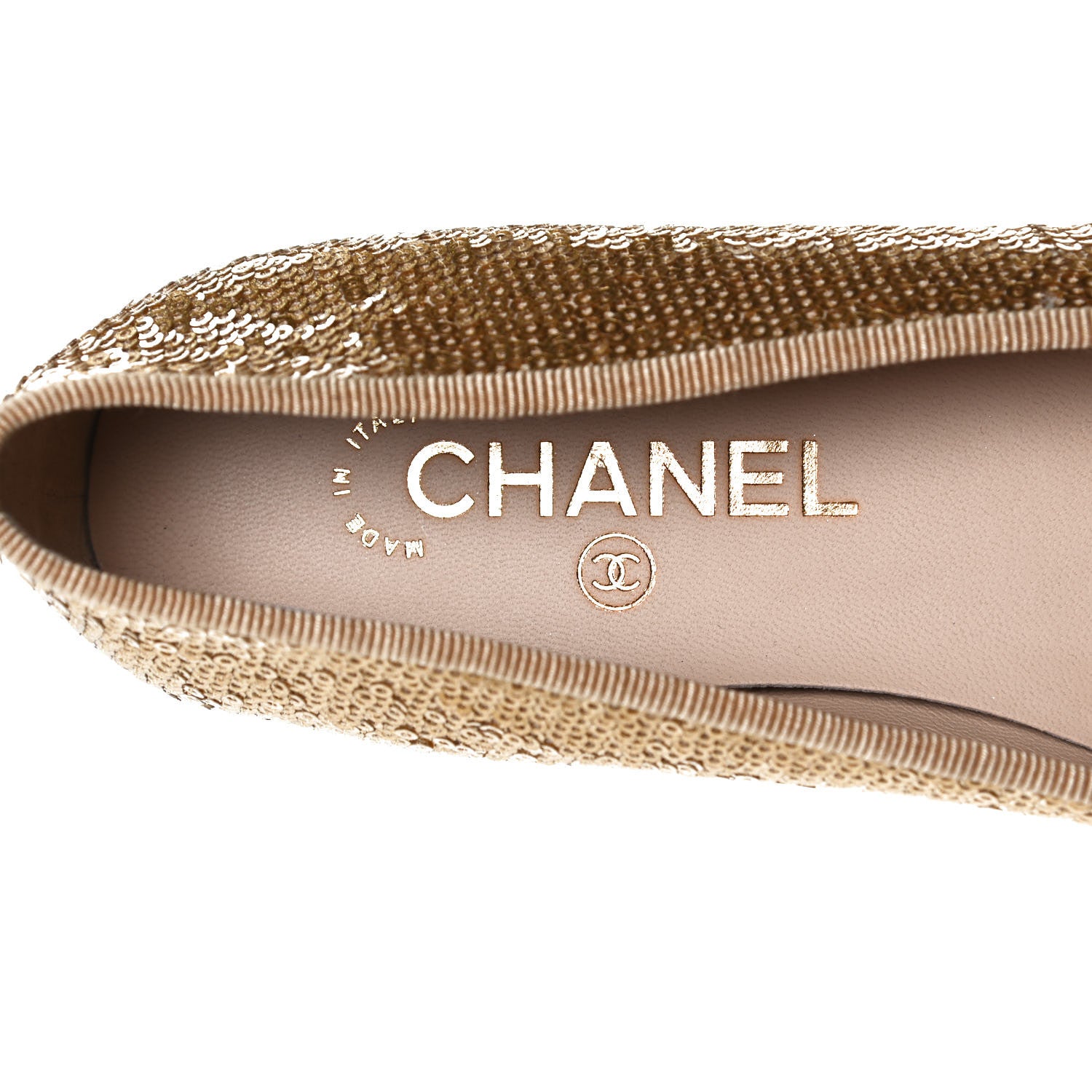 Chanel Lambskin Sequin Cap Toe Ballerina Flats 38.5 Gold 9 of 12