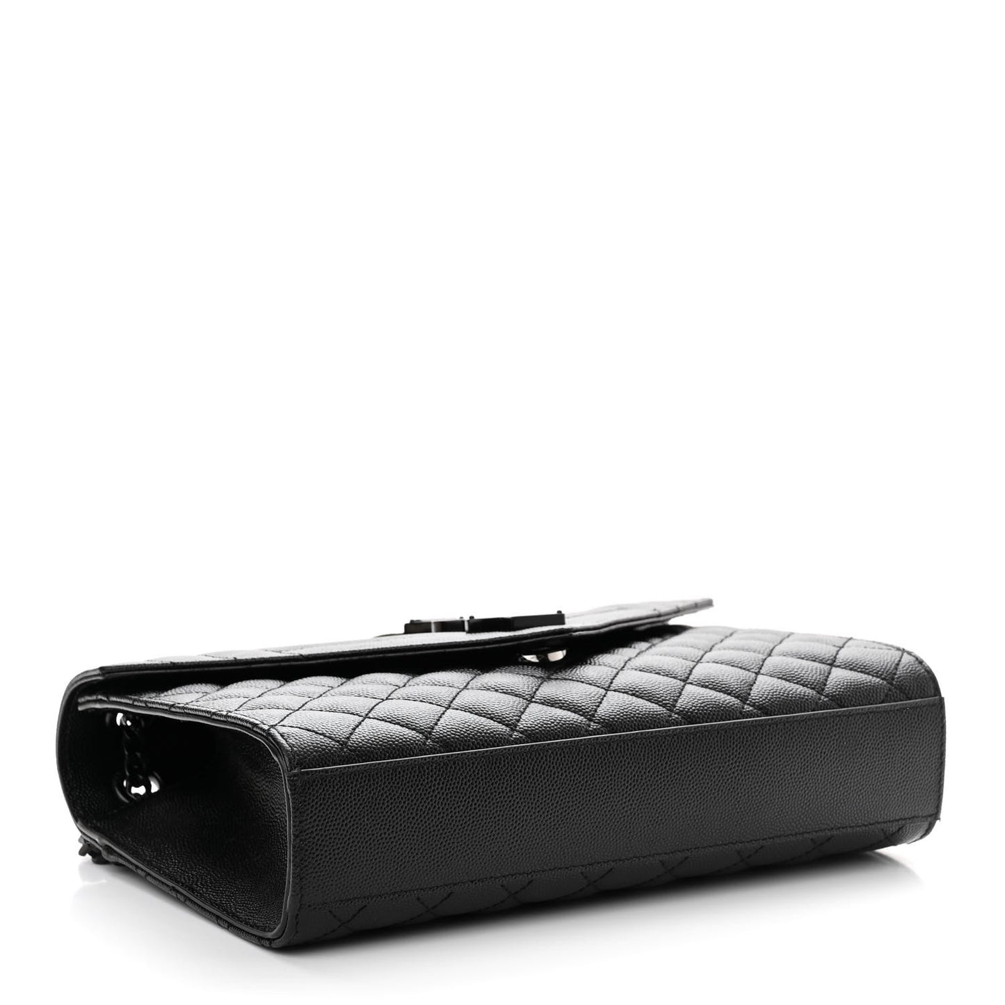 Grain De Poudre Textured Mixed Matelasse Triquilt Medium Monogram Monochrome Satchel Black