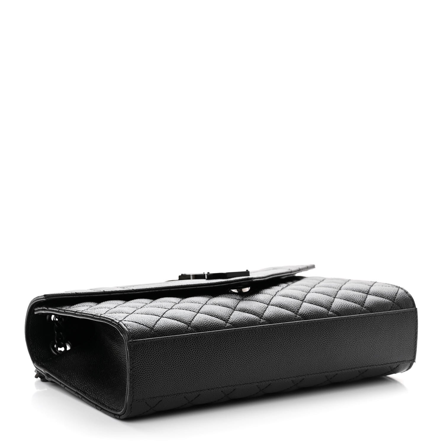 Saint Laurent Grain De Poudre Textured Mixed Matelasse Triquilt Medium Monogram Monochrome Satchel Black 4 of 11