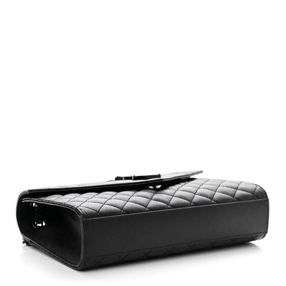Saint Laurent Grain De Poudre Textured Mixed Matelasse Triquilt Medium Monogram Monochrome Satchel Black 4 of 11