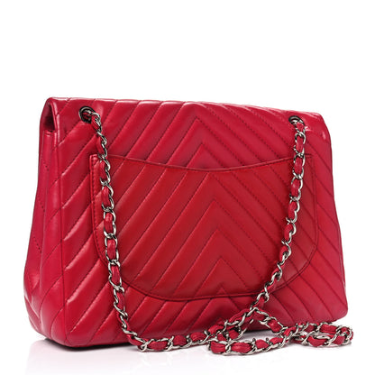 Chanel Lambskin Chevron Quilted Maxi Single Flap Dark Pink 2 of 9