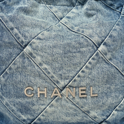 Chanel Denim Quilted Small Chanel 22 Blue 10 of 13