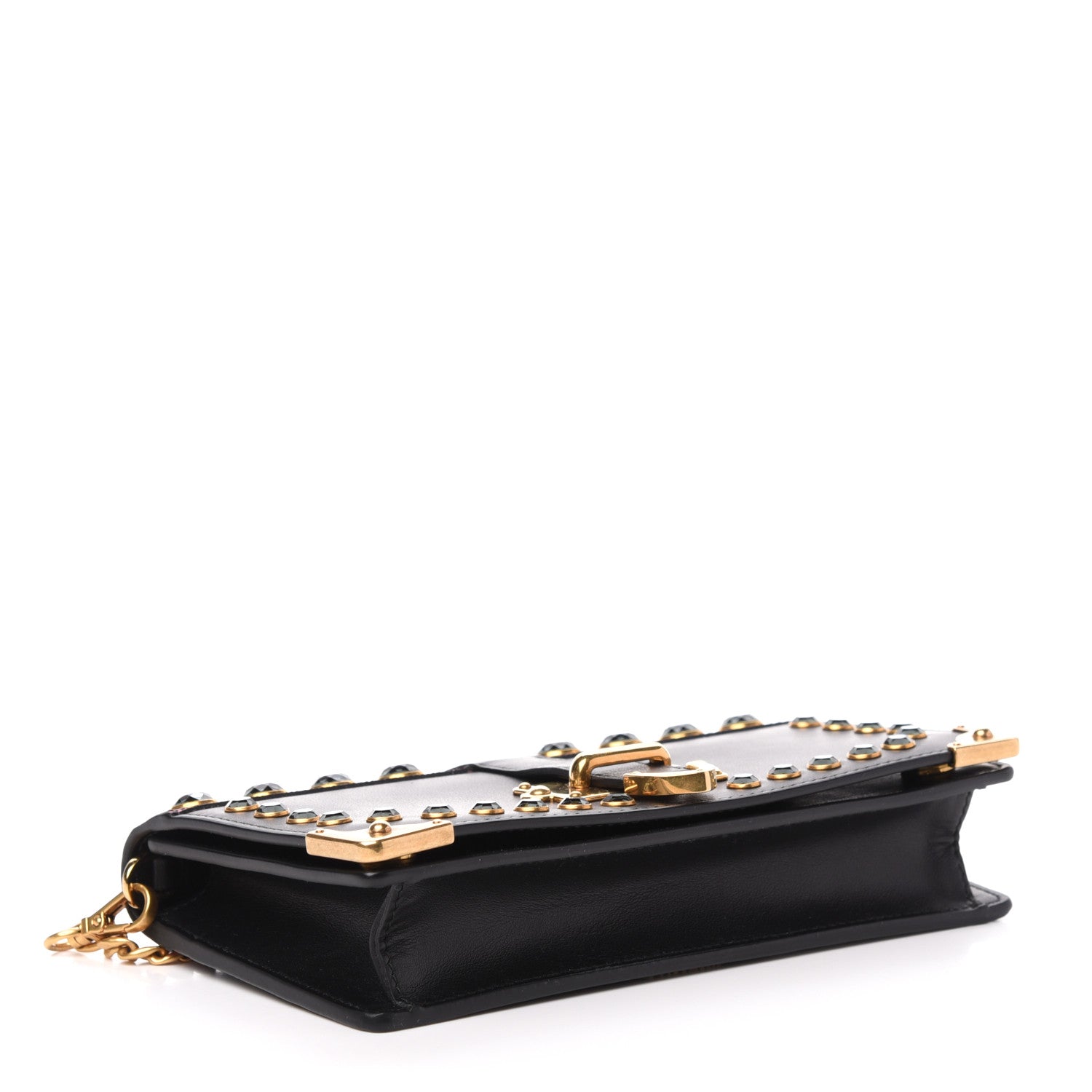 Prada City Calfskin Cahier Crystal Studded Mini Bag Fuxia Black 4 of 9