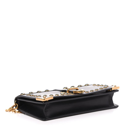 Prada City Calfskin Cahier Crystal Studded Mini Bag Fuxia Black 4 of 9