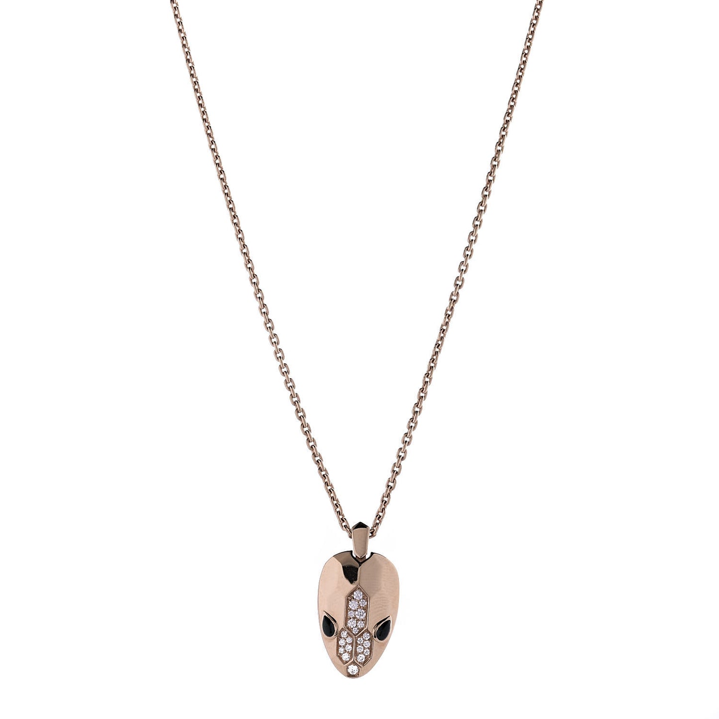 18K Rose Gold Diamond Onyx Serpenti Seduttori Pendant Necklace