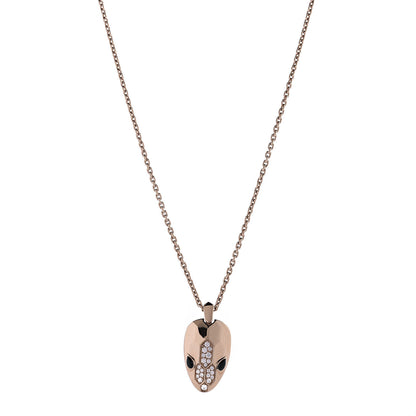 Bulgari 18K Rose Gold Diamond Onyx Serpenti Seduttori Pendant Necklace 1 of 6