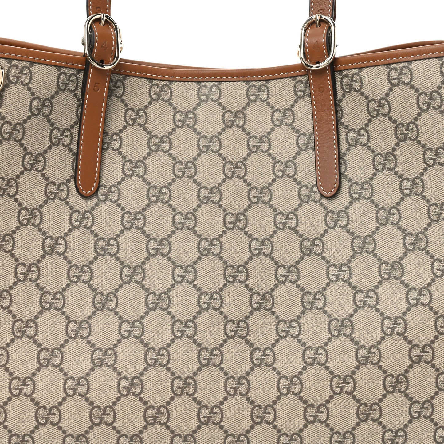 GG Supreme Monogram Emblem Large Tote Bag Beige Dark Brown