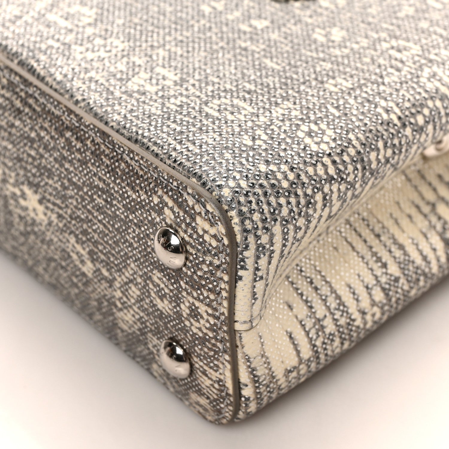 Louis Vuitton Lizard Mini Capucines Argento 8 of 9