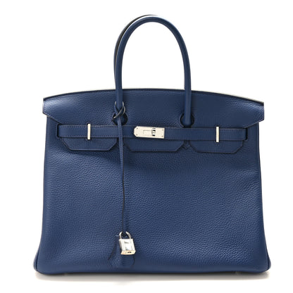 Hermes Taurillon Clemence Birkin 35 Bleu Saphir 1 of 12
