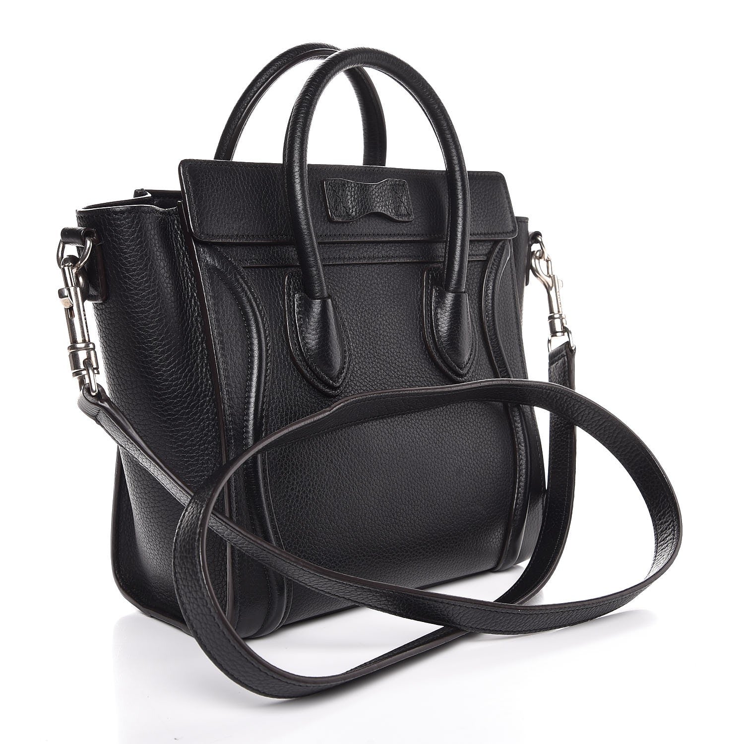 Celine Drummed Calfskin Nano Luggage Black 4 of 8
