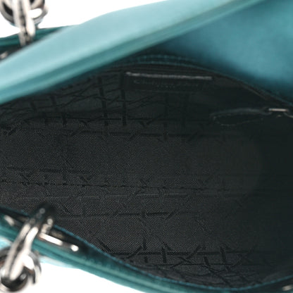 Christian Dior Satin Swarovski Crystal Cannage Mini Lady Dior Teal 4 of 13