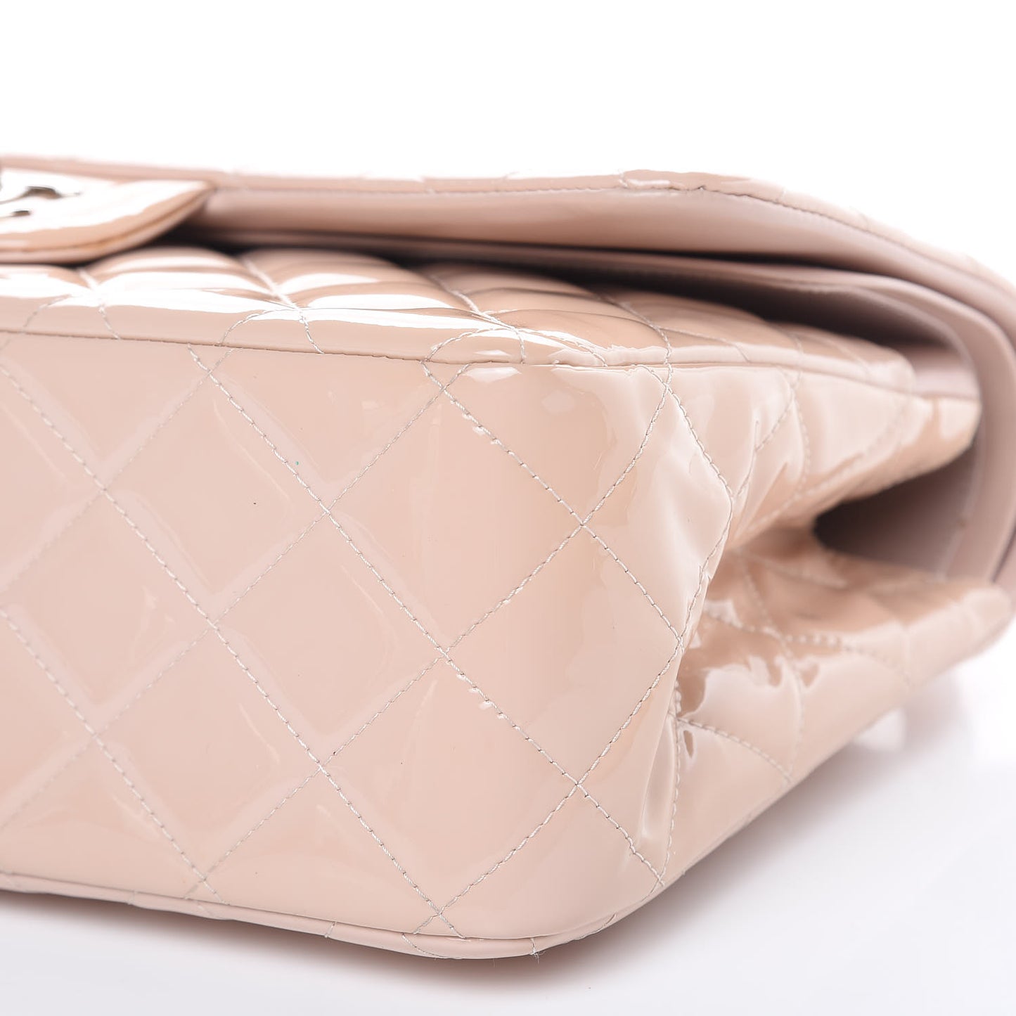 Patent Quilted Jumbo Double Flap Light Pink