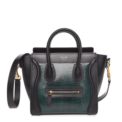 Celine Lizard Smooth Calfskin Nano Luggage Dark Green 1 of 8