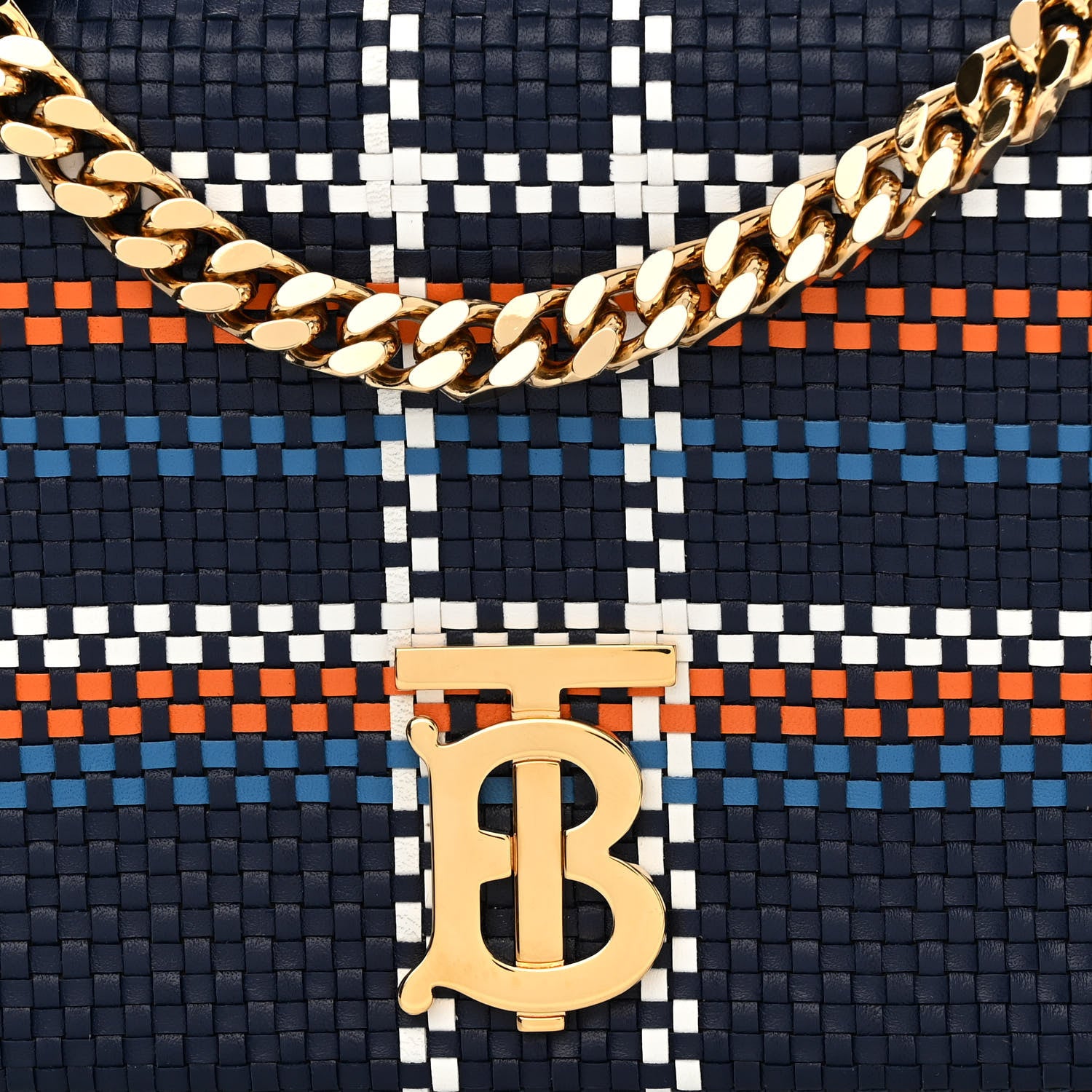 Burberry Woven Calfskin Mini Latticed Lola Bag Blue Multicolor 8 of 10
