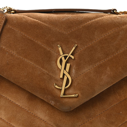 Saint Laurent Suede Calfskin Y Quilted Monogram Small Loulou Chain Satchel Cinnamon 8 of 13