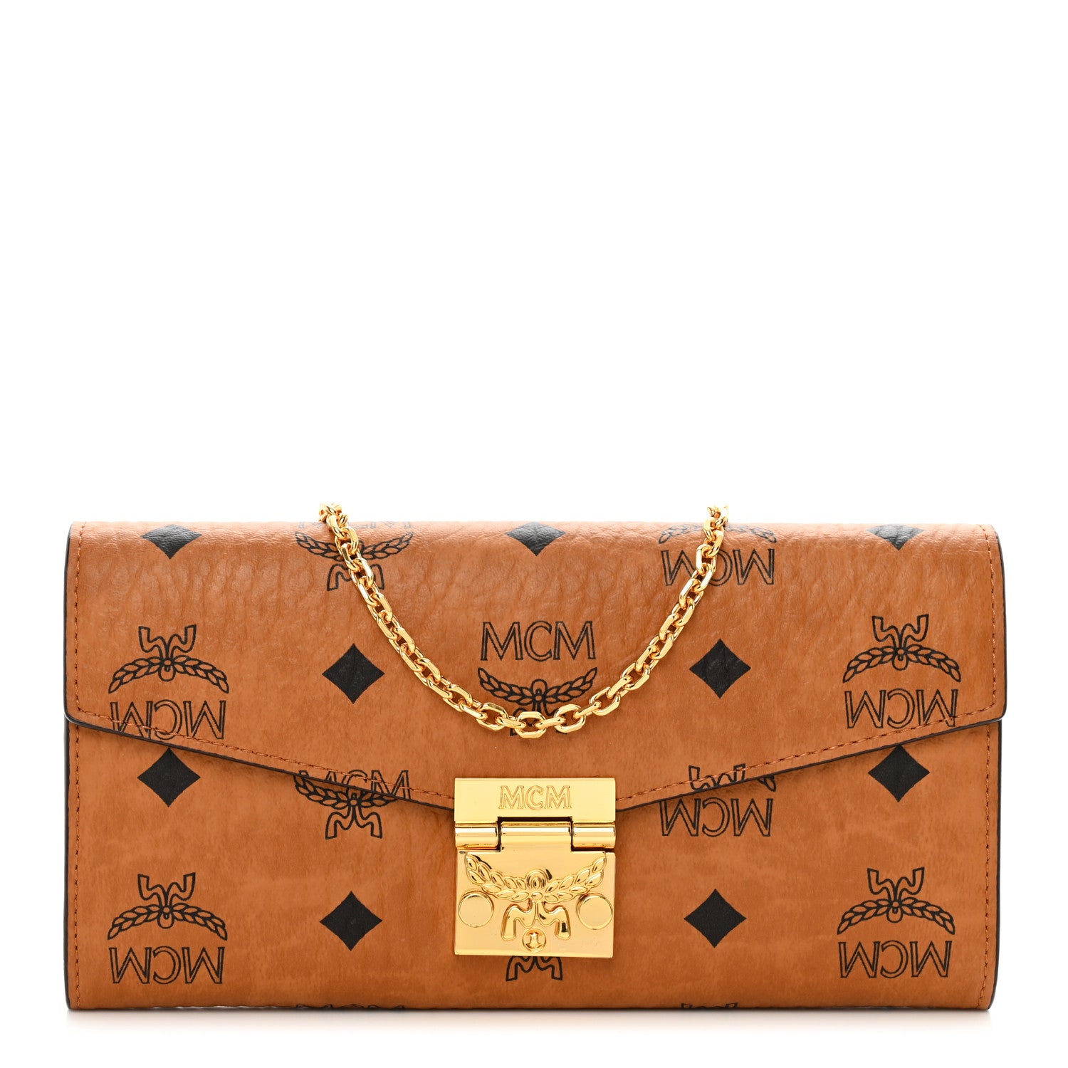 MCM Visetos Large Patricia Wallet On Chain Cognac 1 of 7