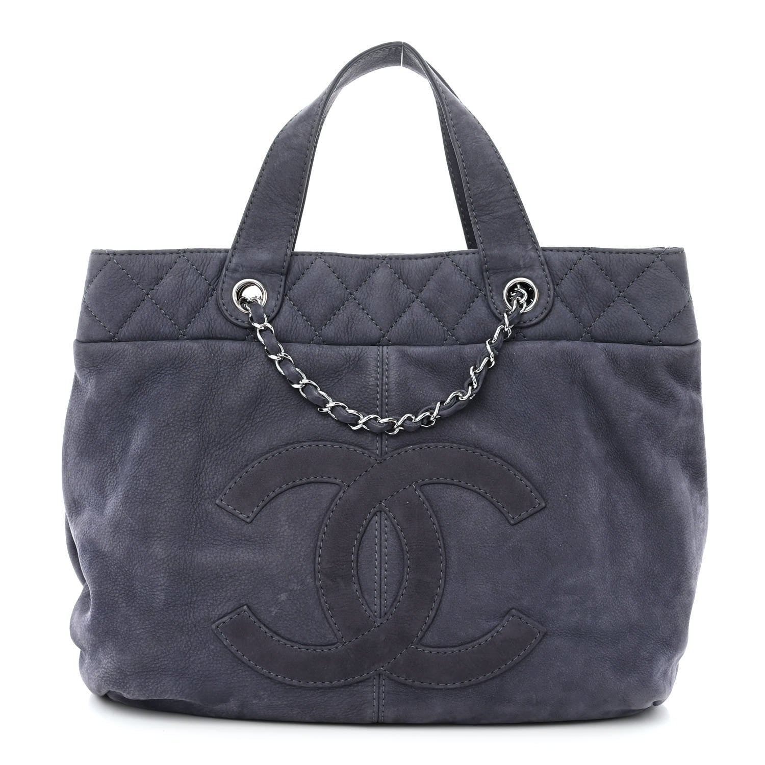Chanel Nubuck Large Trianon Tote Navy Blue 1 of 11