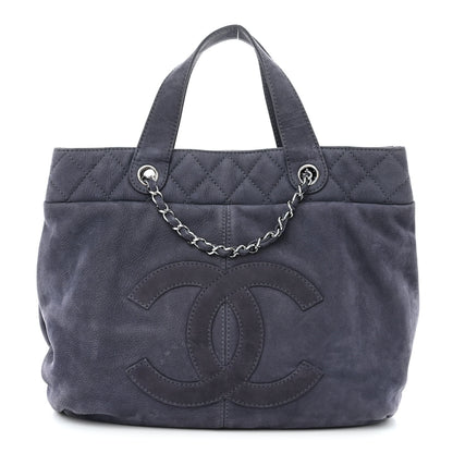Chanel Nubuck Large Trianon Tote Navy Blue 1 of 11