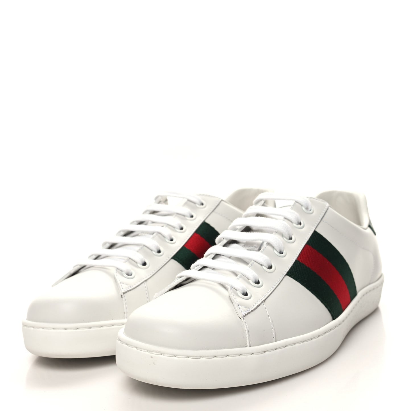 Calfskin Crocodile Web Mens Ace Sneakers 8.5 White Green
