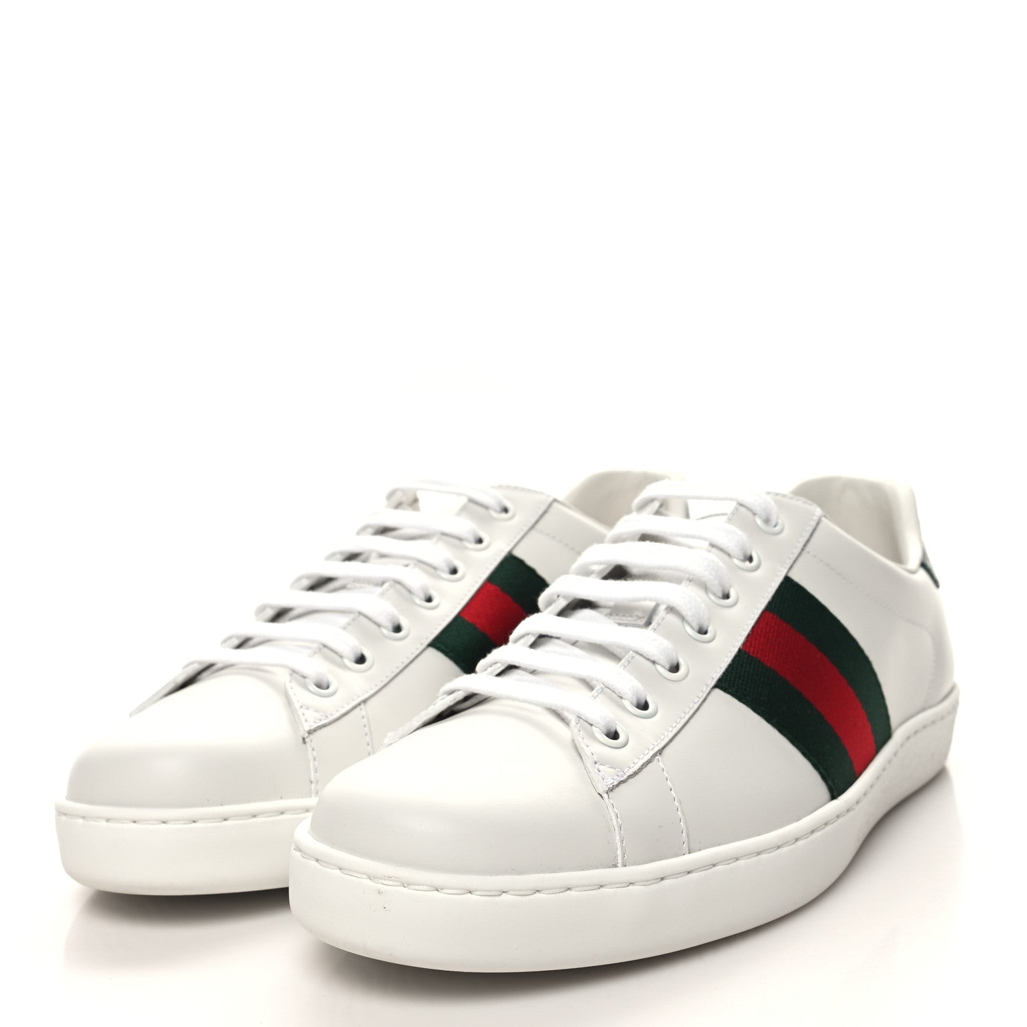 Gucci Calfskin Crocodile Web Mens Ace Sneakers 8.5 White Green 3 of 9