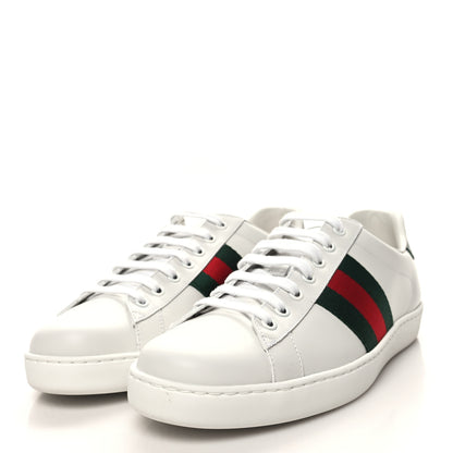 Gucci Calfskin Crocodile Web Mens Ace Sneakers 8.5 White Green 3 of 9