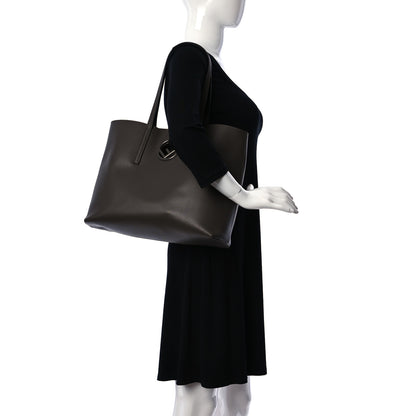 Fendi Vitello Vienna Enamel F is Fendi Shopping Tote Carbone Tobacco 2 of 12