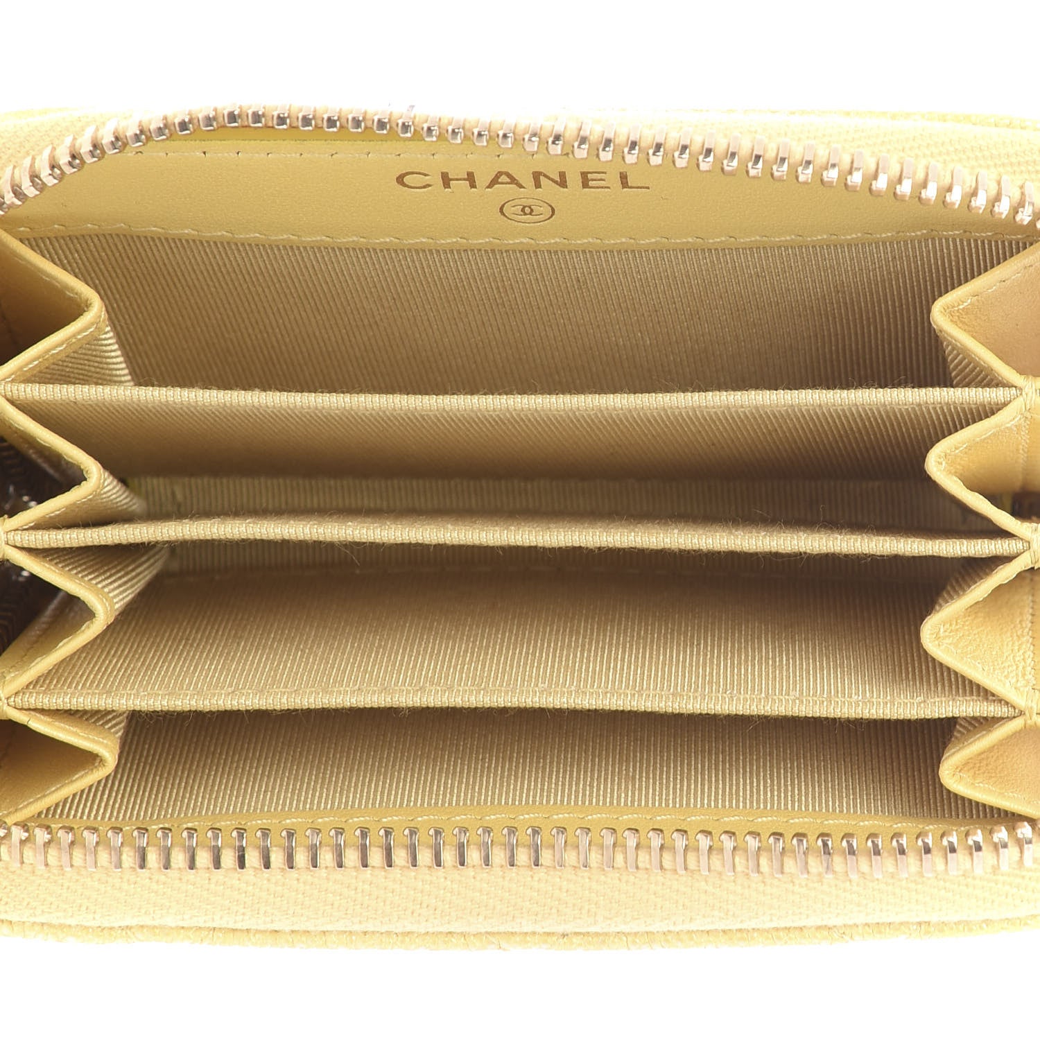 Chanel Iridescent Caviar Quilted Zip Coin Purse Yellow 4 of 10