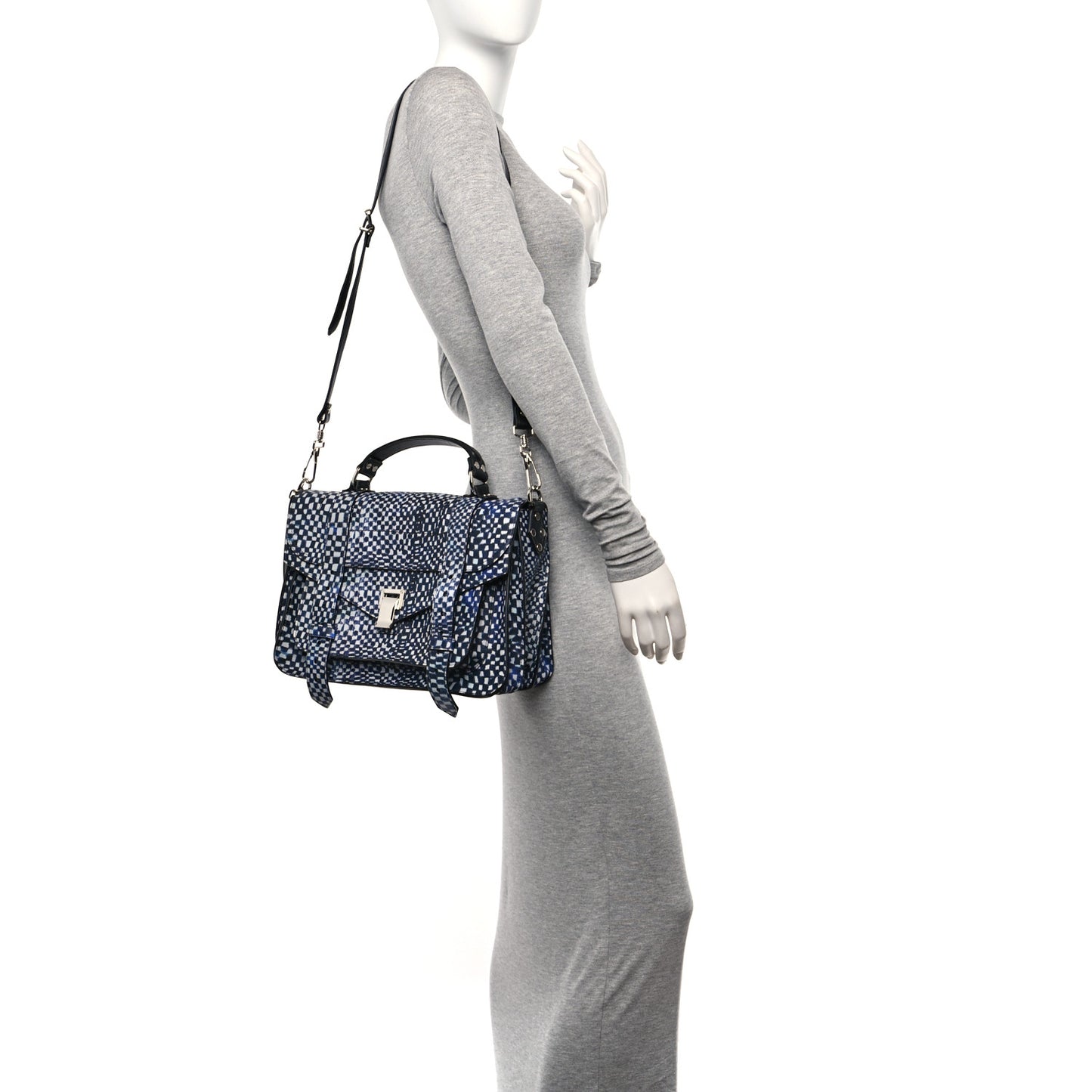 X HARMONY KORINE Calfskin PS1 Check Success Medium Satchel Blue