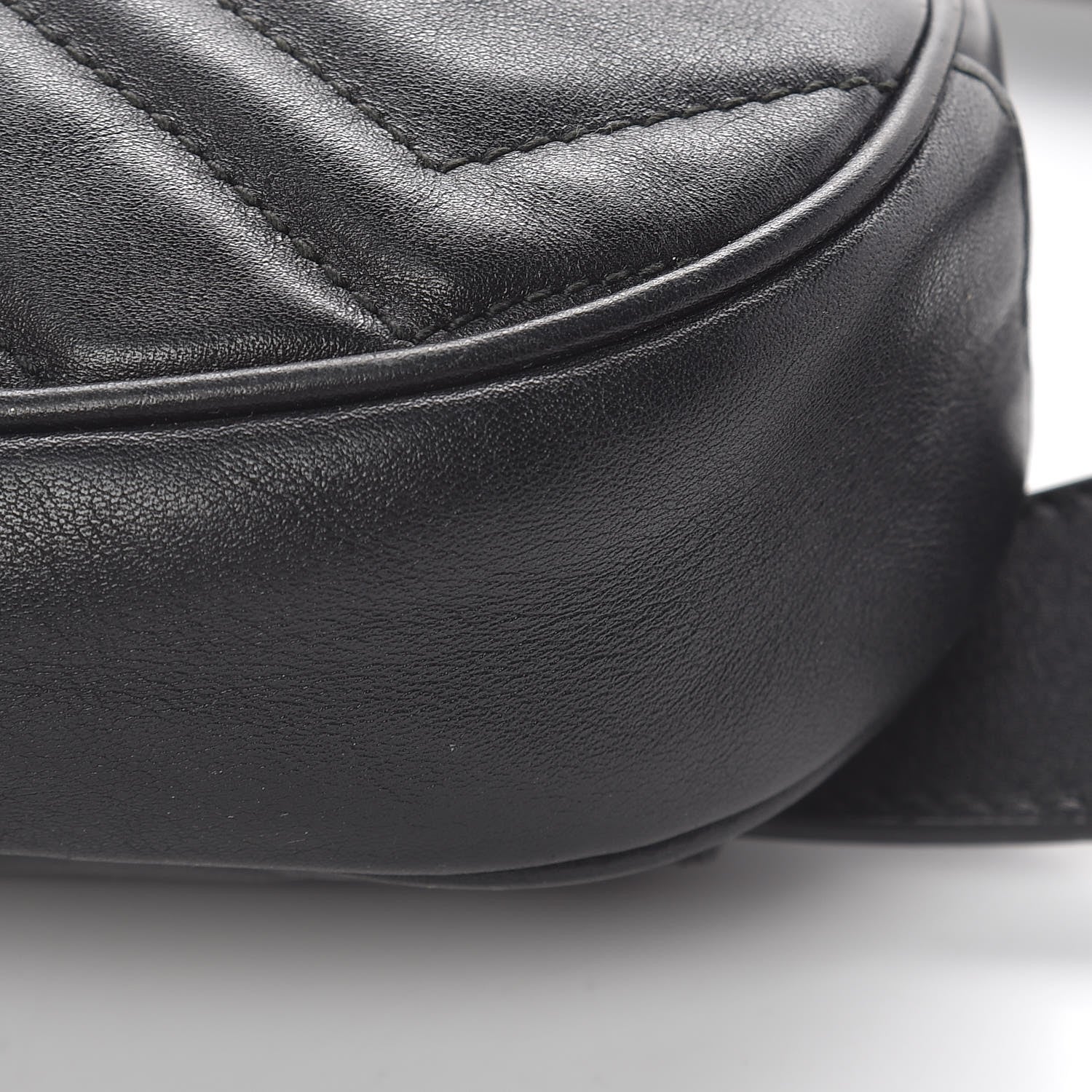 Gucci Calfskin Matelasse GG Marmont Belt Bag 85 34 Black 10 of 13