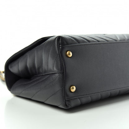 Chanel Caviar Chevron Quilted Small Coco Handle Flap Dark Grey 6 of 10