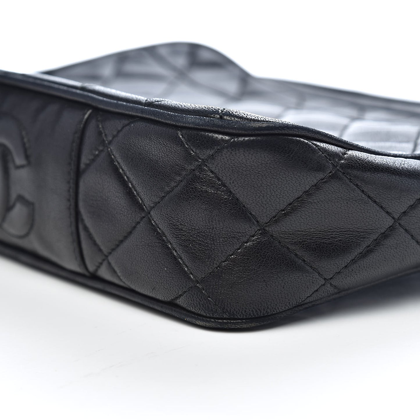 Lambskin Quilted CC Tassel Camera Case Black