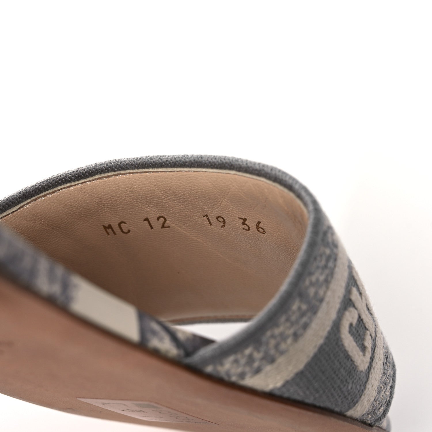 Christian Dior Canvas Toile de Jouy Embroidered Dway Flat Slide Sandals 36 Grey Stone 8 of 9