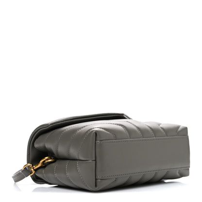 Saint Laurent Calfskin Y Quilted Monogram Toy Loulou Crossbody Bag Grey Kaki 3 of 9