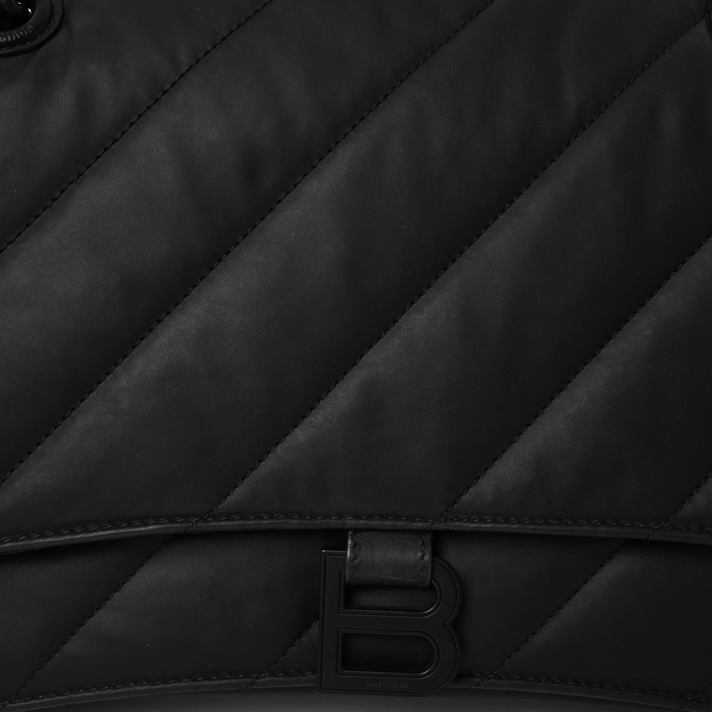Satin Calfskin Quilted Matte Black Hardware Medium Crush Chain Bag Black