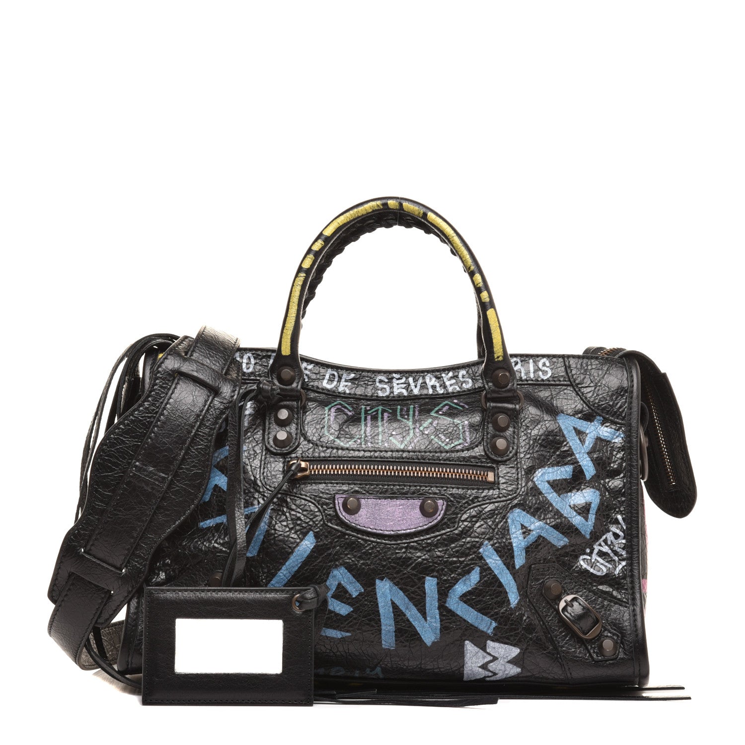 Balenciaga Agneau Graffiti All Over Classic Hardware S City Black Multicolor 1 of 9
