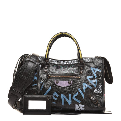 Balenciaga Agneau Graffiti All Over Classic Hardware S City Black Multicolor 1 of 9