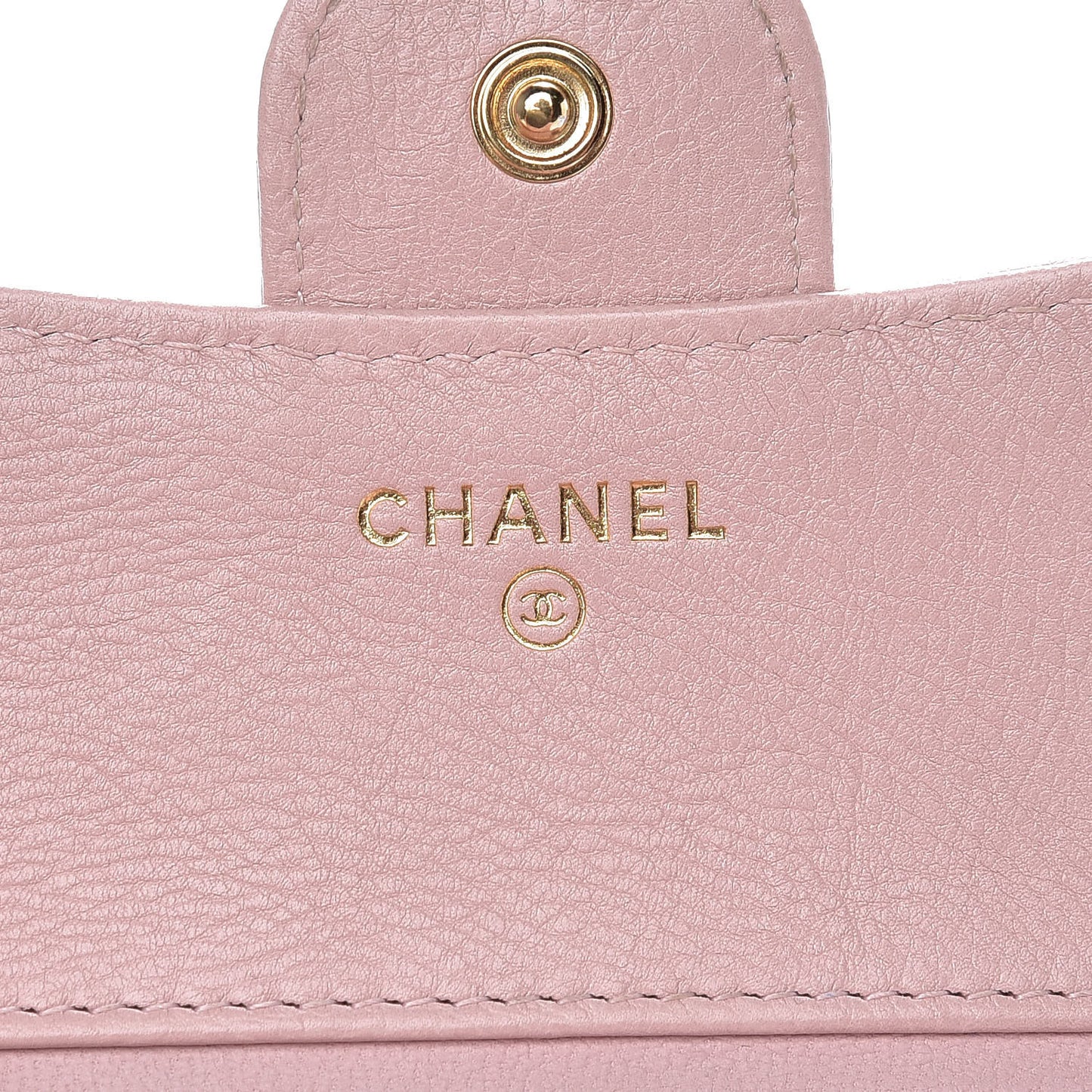 Calfskin Chevron Quilted Compact Flap Wallet Pink
