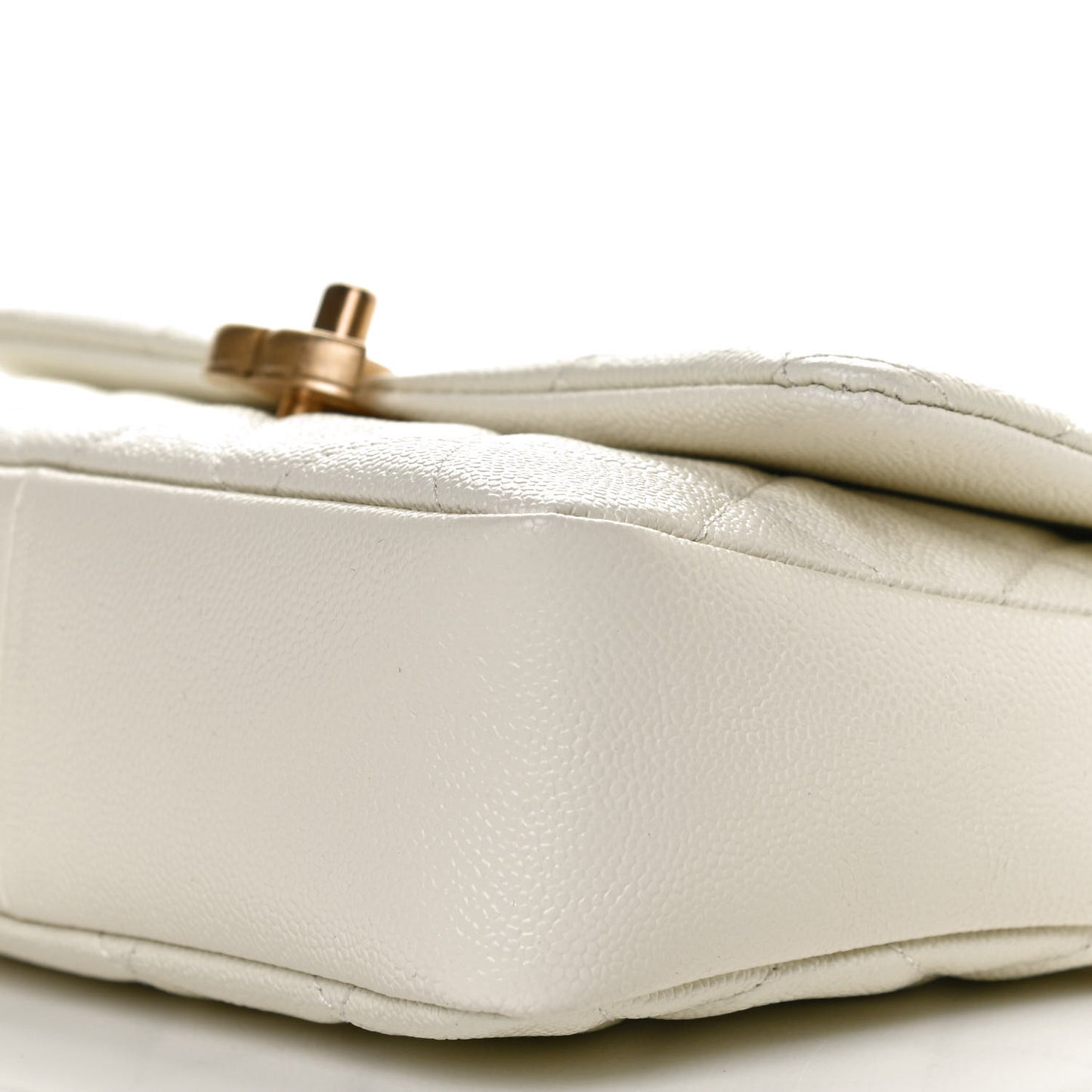 Shiny Caviar Quilted Small Chain Melody Flap White