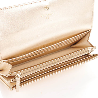 Chanel Metallic Lambskin Quilted Large Gusset Flap Wallet Gold 5 of 8