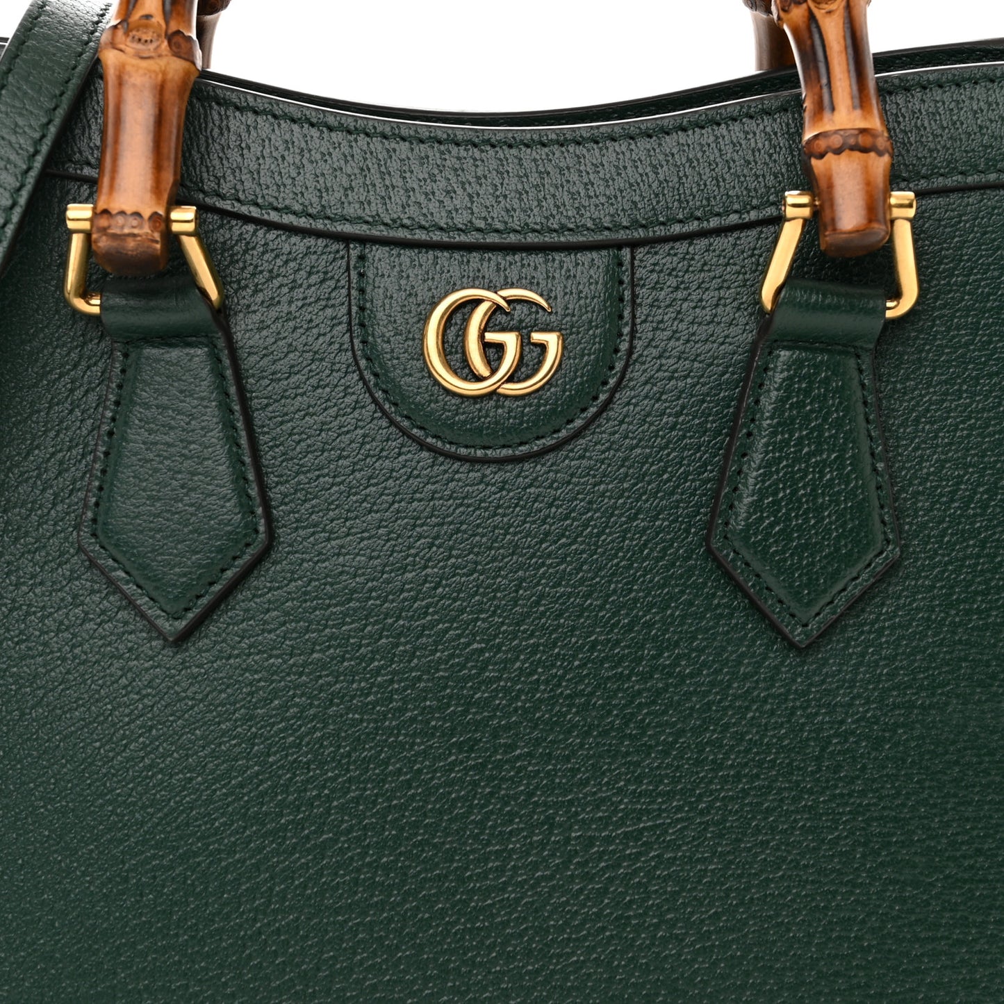Textured Dollar Calfskin Web Small Diana Tote Bag Green