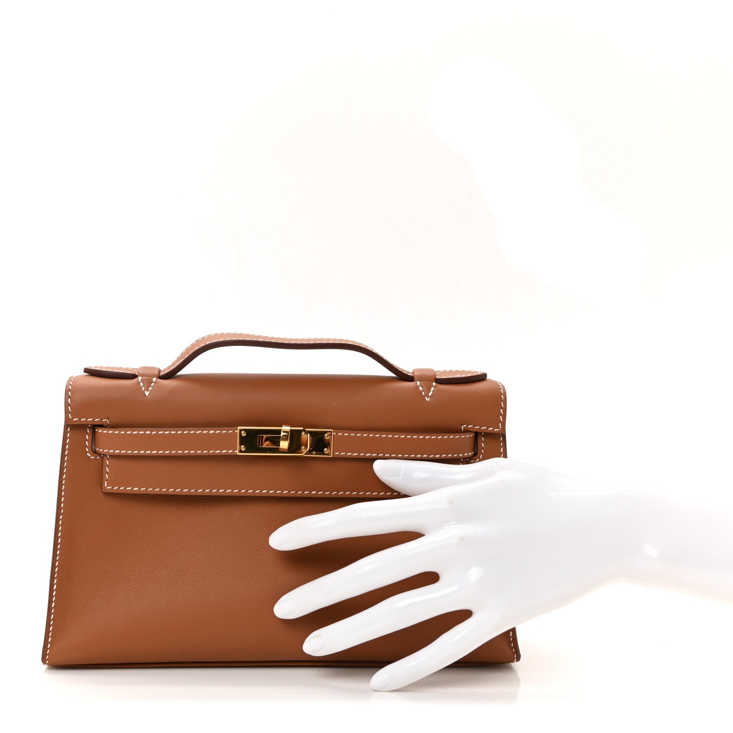 Hermes Swift Kelly Pochette Clutch Gold 2 of 7