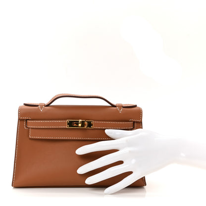 Hermes Swift Kelly Pochette Clutch Gold 2 of 7