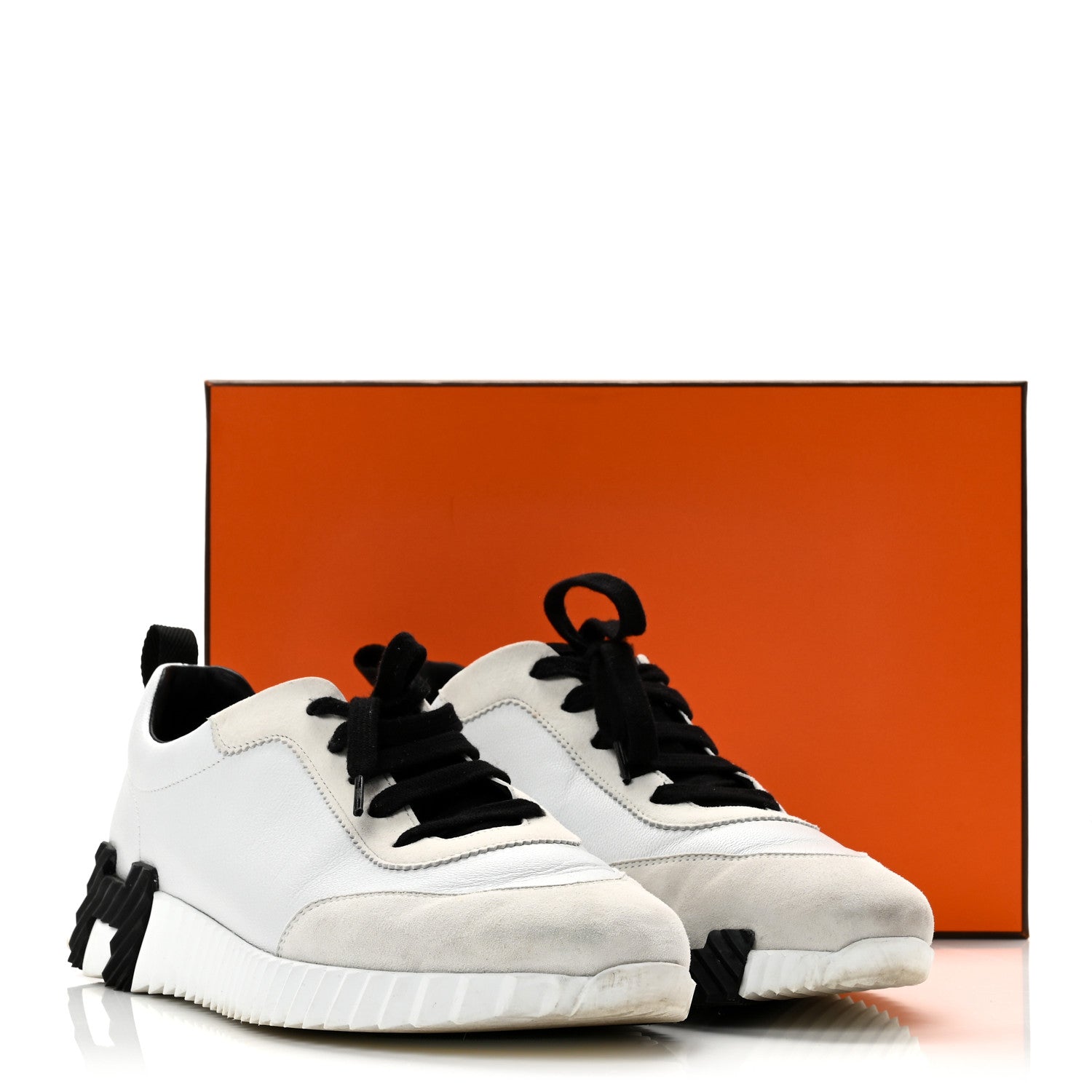 Hermes Sport Goatskin Suede Goatskin Bouncing Sneakers 40 White