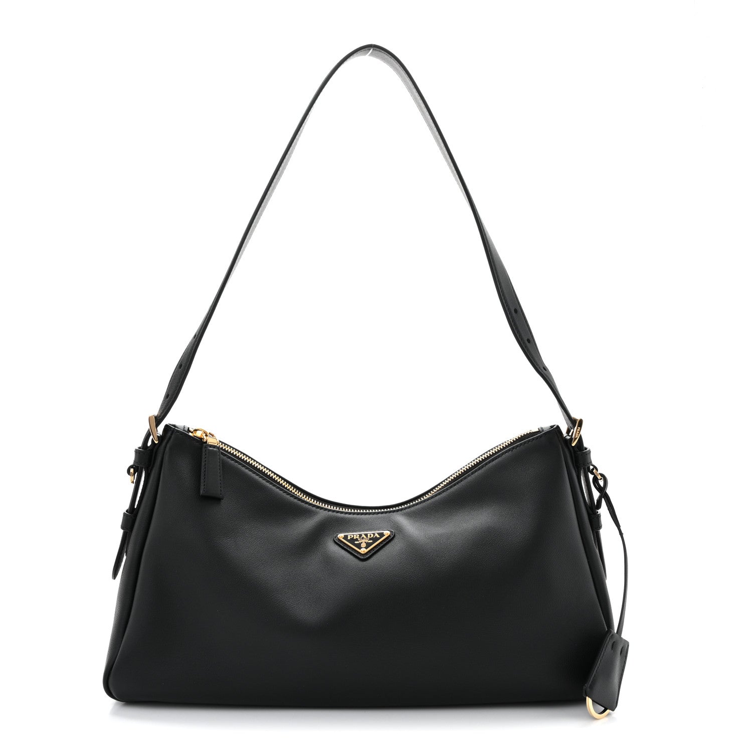 Prada Soft Calfskin Large Aimée Shoulder Bag Black 1 of 10