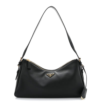 Prada Soft Calfskin Large Aimée Shoulder Bag Black 1 of 10