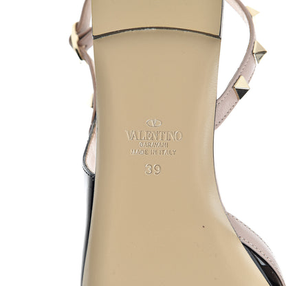 Valentino Garavani Patent Rockstud Slingback Flats 39 Black Poudre 6 of 8