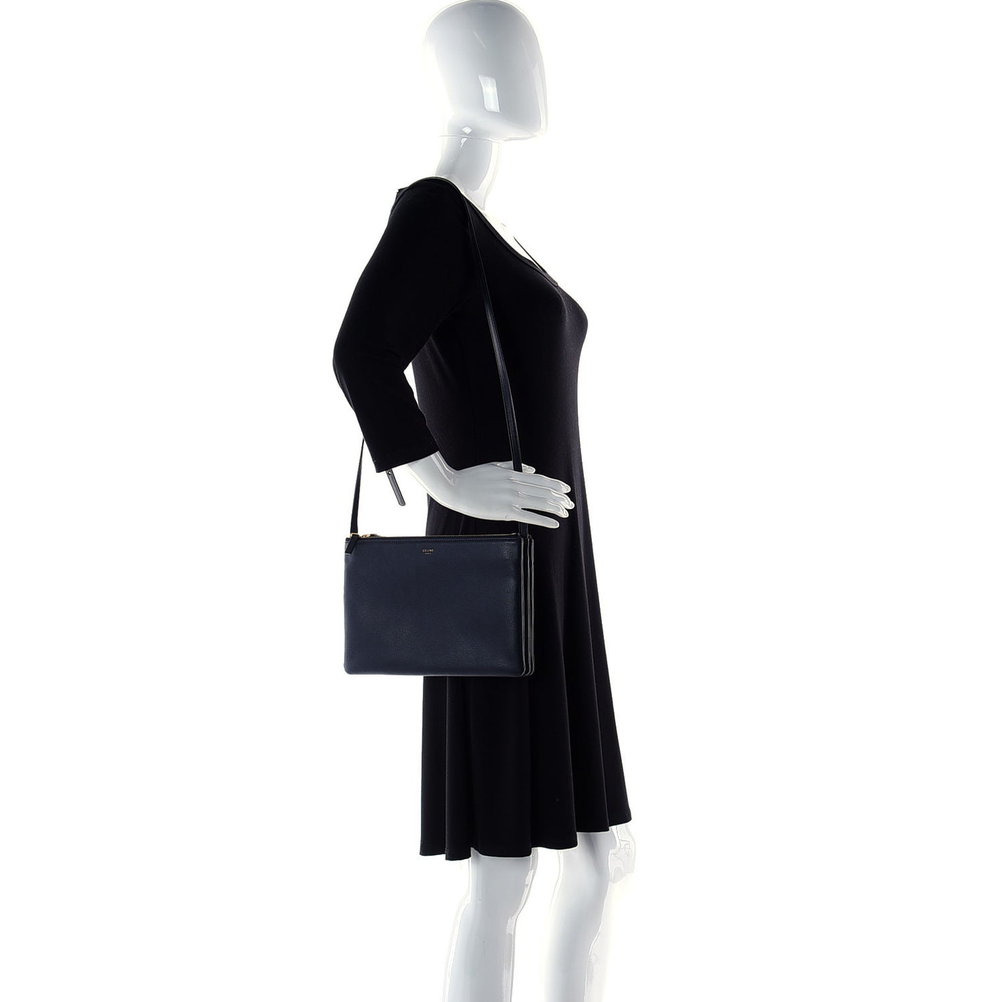 Lambskin Large Trio Crossbody Bag Navy Blue