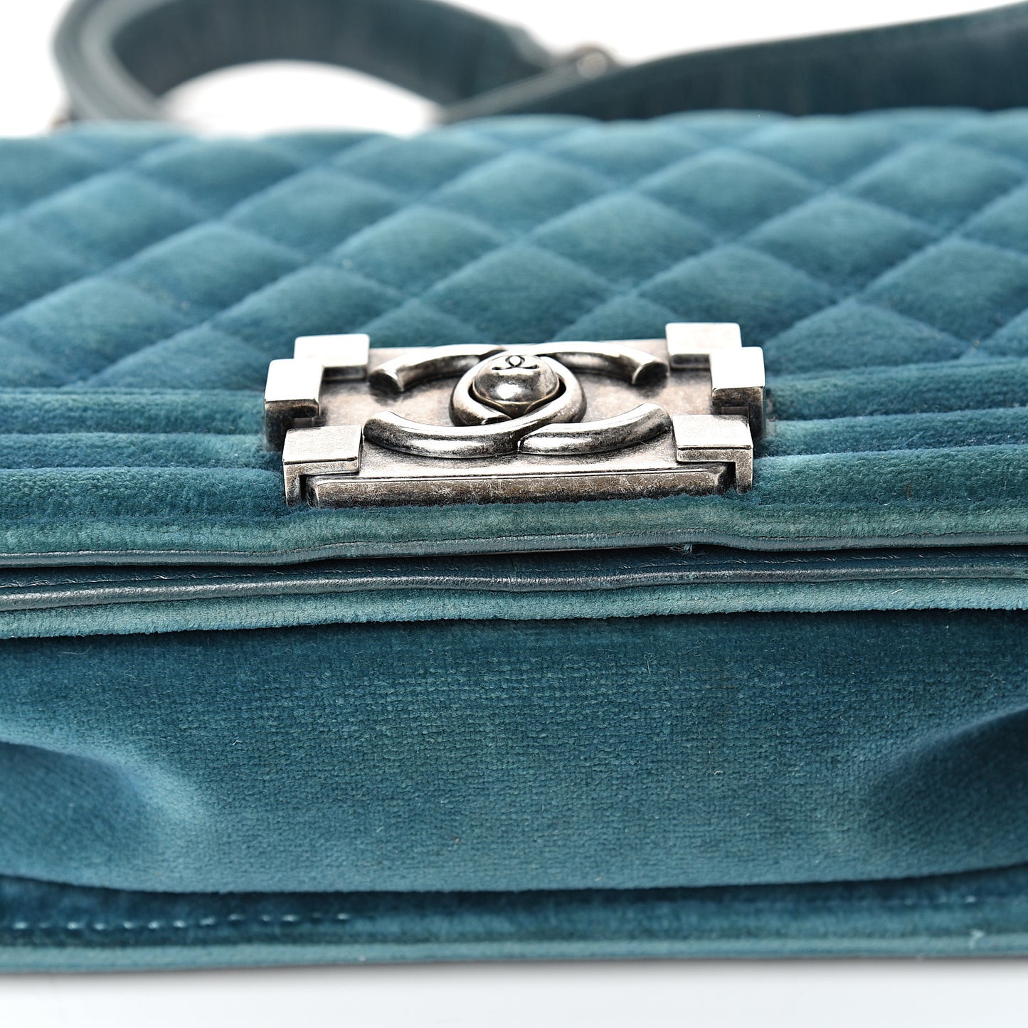 Velvet Quilted Small Boy Flap Turquoise